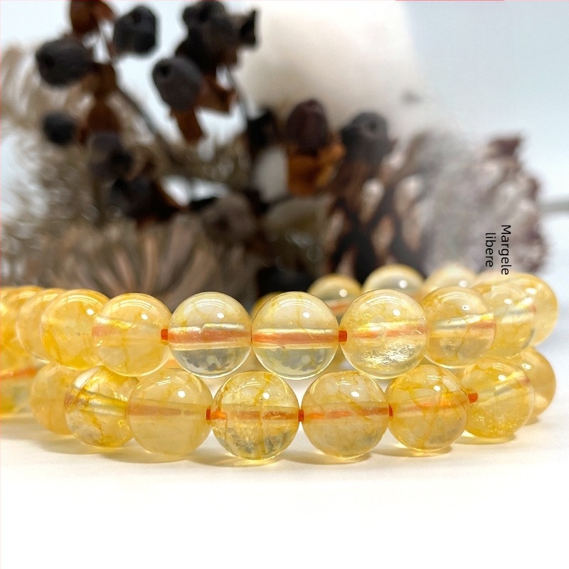 Mărgele Citrin – Mărgele libere rotunde, lustruite, pentru bijuterii DIY (Material: Citrin; Tip: Mărgele libere; Stil: Rotunde; Tratare: Șlefuire)