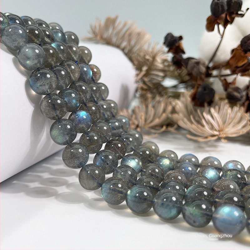 Mărgele din piatră Lunii, libere, lustruite, rotunde