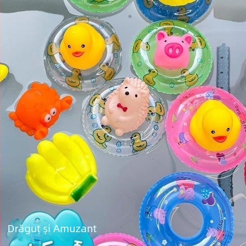 Inel de înot pentru copii, în formă de rață – jucărie de baie din plastic