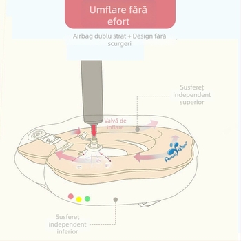Angel Ward inel de gât pentru nou-născuți, cu guler integrat pentru piscină — PVC 0,18, imprimeu desen animat, potrivit pentru înot și plimbare în apă