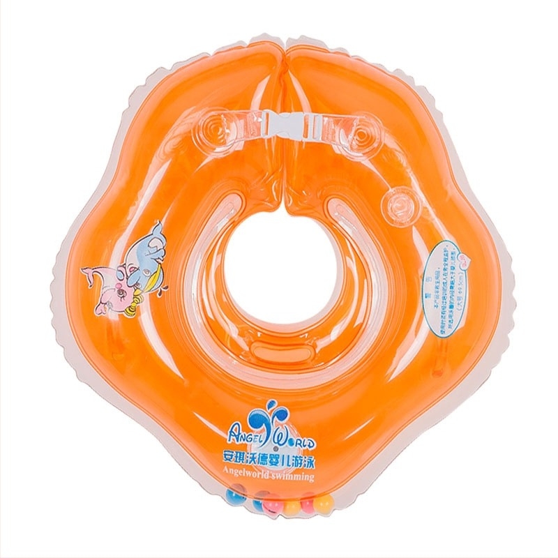 Angel Ward inel de gât pentru nou-născuți, cu guler integrat pentru piscină — PVC 0,18, imprimeu desen animat, potrivit pentru înot și plimbare în apă
