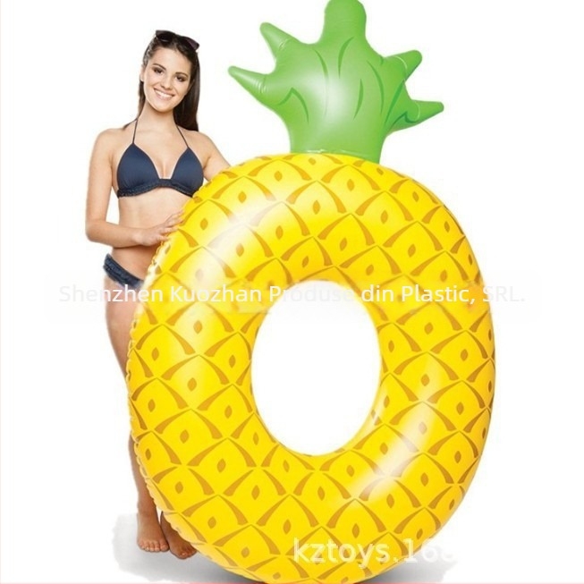 Inel de înot gonflabil cu ananas pentru adulți din PVC (Material: PVC ecologic, Grosime: 0,25 mm, Model: monocrom, Categorie: inel de înot)