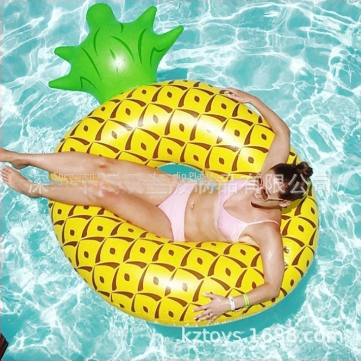 Inel de înot gonflabil cu ananas pentru adulți din PVC (Material: PVC ecologic, Grosime: 0,25 mm, Model: monocrom, Categorie: inel de înot)