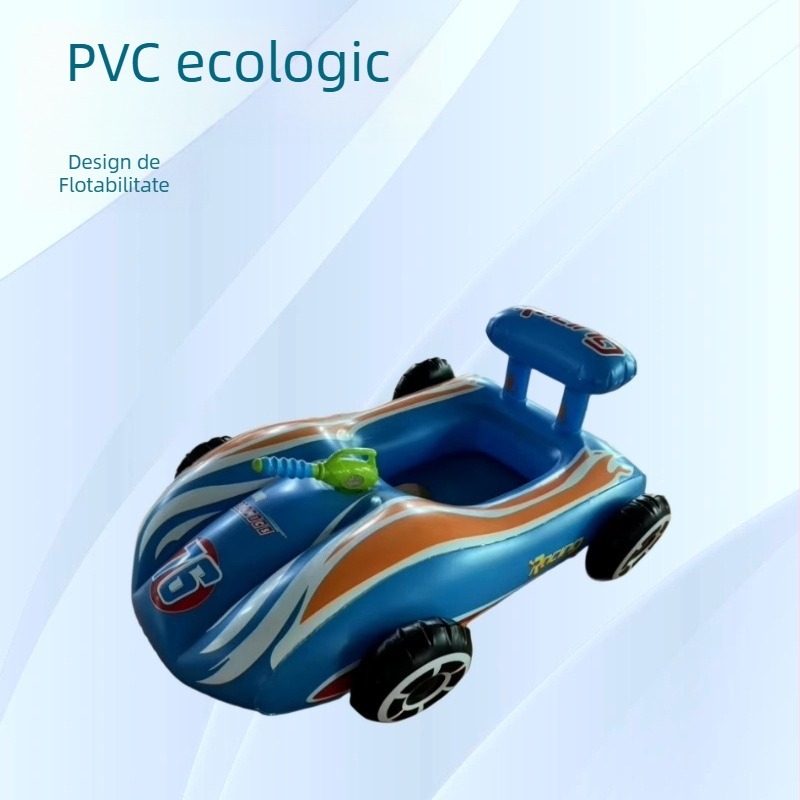 Plută gonflabilă pentru copii în formă de mașinuță, PVC, pistol de apă pentru piscină, inel de înot pentru joacă în aer liber