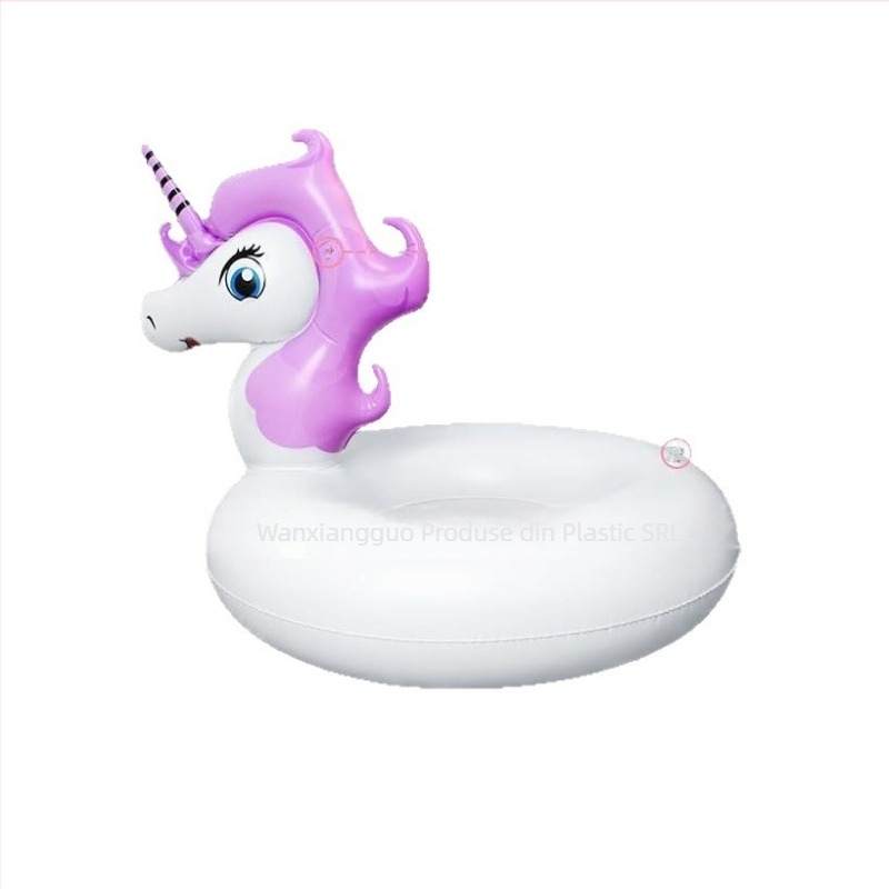 Inel de înot unicorn, PVC ecologic, grosime .25, model desen animat, umflat manual, potrivit pentru piscină, parc acvatic și coastă, pentru adulți