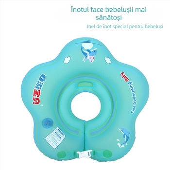 Inel de plutire pentru gâtul bebelușului, cu camere de aer duble, pentru nou-născuți până la 12 luni