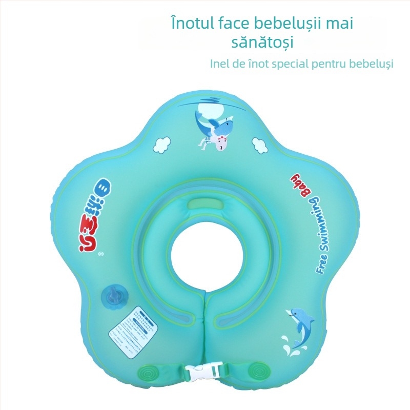 Inel de plutire pentru gâtul bebelușului, cu camere de aer duble, pentru nou-născuți până la 12 luni