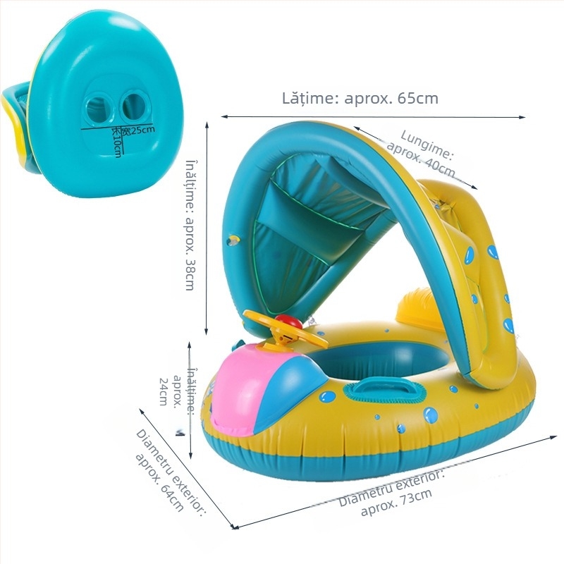 Inel de înot gonflabil pentru copii cu model desen animat, PVC ecologic, grosime 1,5, brand Xiaobei Lake Mountain