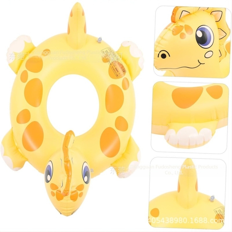 Inel de înot pentru copii cu model dinosaur desen animat, inel de șezut gonflabil, PVC ecologic 0.25 mm
