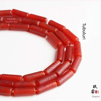 Bullet barrage Mărgele tub din agat natural, șnur elastic inclus, ambalaj în vrac, origine Lianyungang Donghai County, 1 pachet