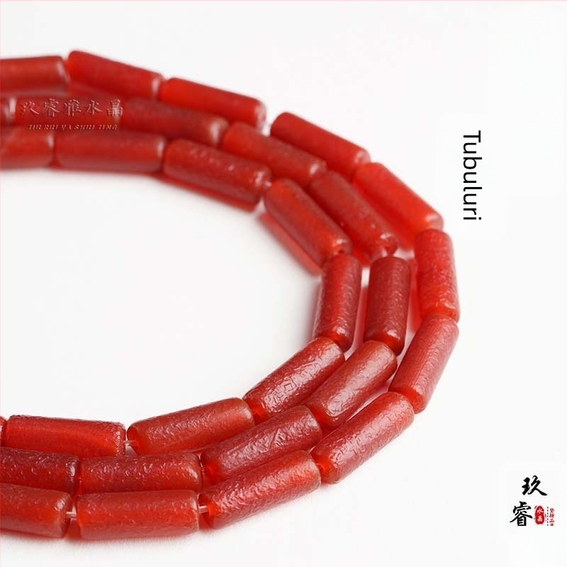 Bullet barrage Mărgele tub din agat natural, șnur elastic inclus, ambalaj în vrac, origine Lianyungang Donghai County, 1 pachet