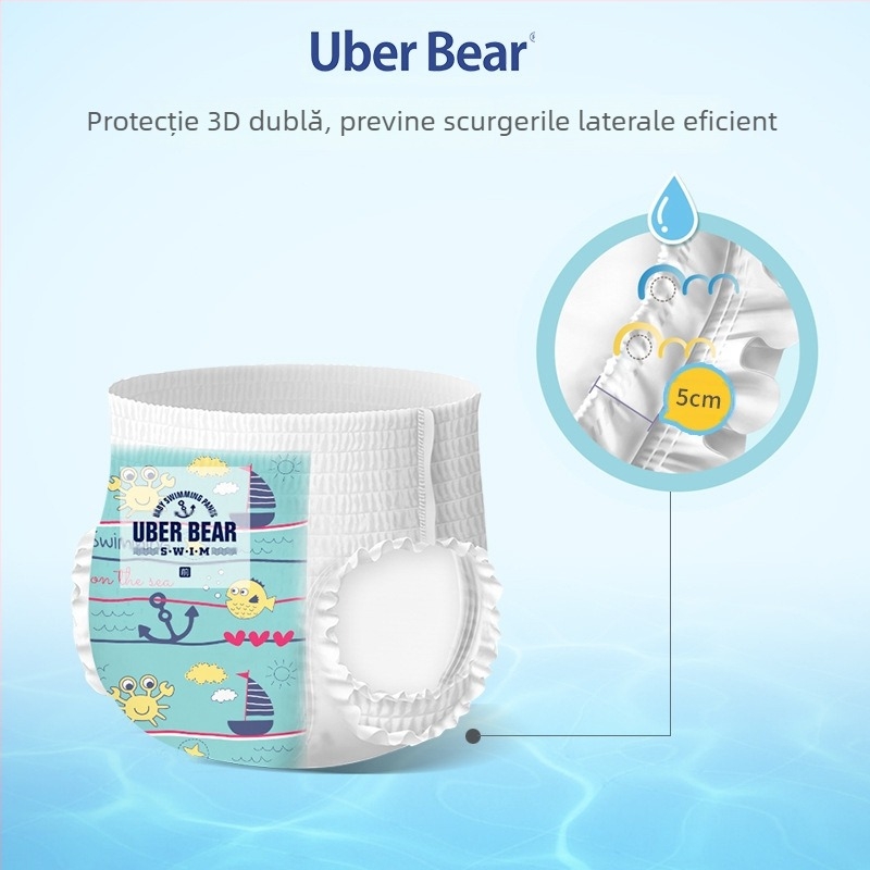Scutece de înot pentru bebeluși, pantaloni cu șiret, potrivite până la 17 kg, vârste 0–3 ani, ambalaj de 80 bucăți, durată de valabilitate 3 ani