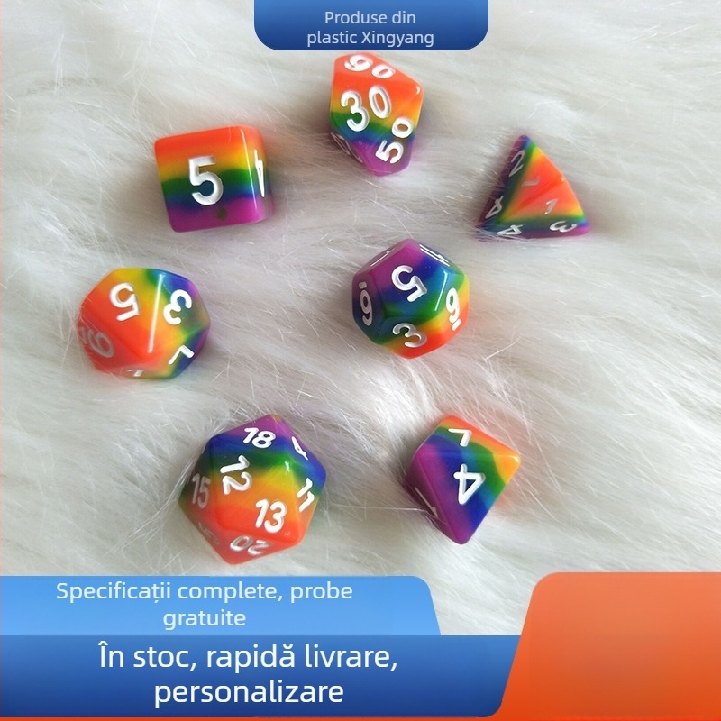 Set de zaruri: zaruri din rășină, multifacetate, finisaj periat, stil fillet, 10.000 bucăți, pentru șah și jocuri de cărți