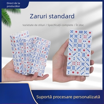 Set de zaruri mari albe cu cupă pentru zaruri, 100 de bucăți