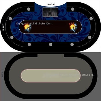 Suprafață de masă pentru Texas Hold'em, personalizată cu chipuri ceramice și velur cu protecție tripla (Material: velur cu protecție tripla; Chipuri: ceramice; Dimensiuni chipuri: 2400/2600/2800/3000)