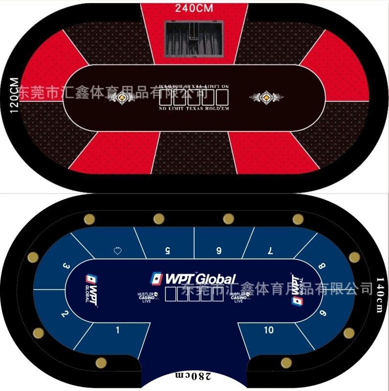 Suprafață de masă pentru Texas Hold'em, personalizată cu chipuri ceramice și velur cu protecție tripla (Material: velur cu protecție tripla; Chipuri: ceramice; Dimensiuni chipuri: 2400/2600/2800/3000)