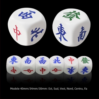 Zaruri acrilice, cu 6 fețe, margine rotunjită, pentru șah și jocuri de cărți