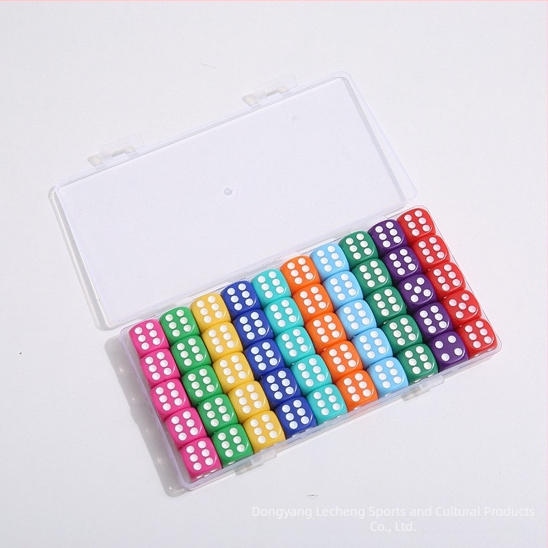 Zaruri acrilice Lecheng, colturi rotunjite, cu șase fețe, cutie de 100 buc., prelucrare și personalizare disponibile, pentru șah și jocuri de cărți