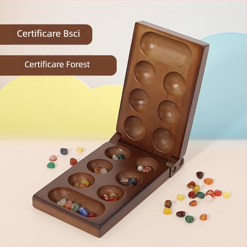 Joc de masă din lemn cu cărți și puzzle pentru dezvoltare cognitivă și coordonare mână-ochi