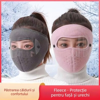 Mască pentru fața întreagă pentru toamnă–iarna, unisex, fleece, rezistentă la vânt, protecție împotriva frigului