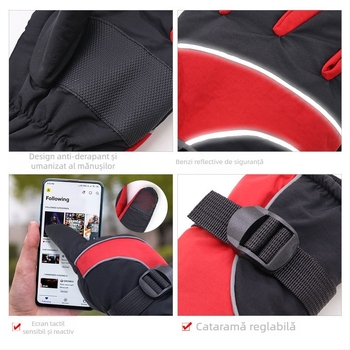 Mănuși de încălzire USB pentru plimbări cu motocicleta – piele, unisex, broderie, potrivire cromatică, Xin Gudda