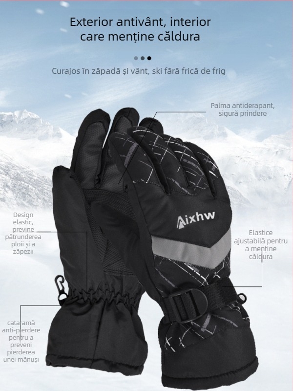 Mănuși de schi Aixhw – călduroase și rezistente la vânt, pentru adulți, sex neutru