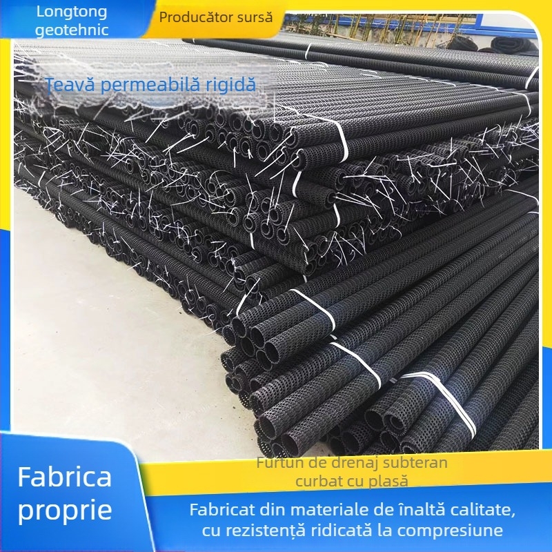 Țeavă permeabilă PE rigidă pentru drenaj subteran – rezistență înaltă, rețea curbată, semi-transparentă
