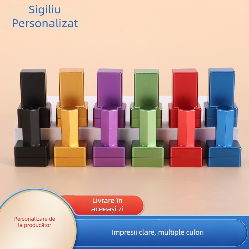 Ștampilă pătrată pentru mingi de golf, carcasă metalică, sensibil la lumină, dimensiuni 31×24×54 mm, model 114856