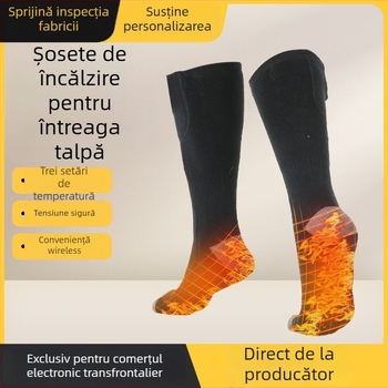 Șosete cu încălzire pentru întreaga talpă – baterie litiu polimer reîncărcabilă, USB/plug cu utilizare dublă, pentru schi în aer liber, unisex, model Ys 8006, 3.7V, 4W