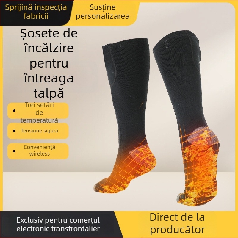 Șosete cu încălzire pentru întreaga talpă – baterie litiu polimer reîncărcabilă, USB/plug cu utilizare dublă, pentru schi în aer liber, unisex, model Ys 8006, 3.7V, 4W