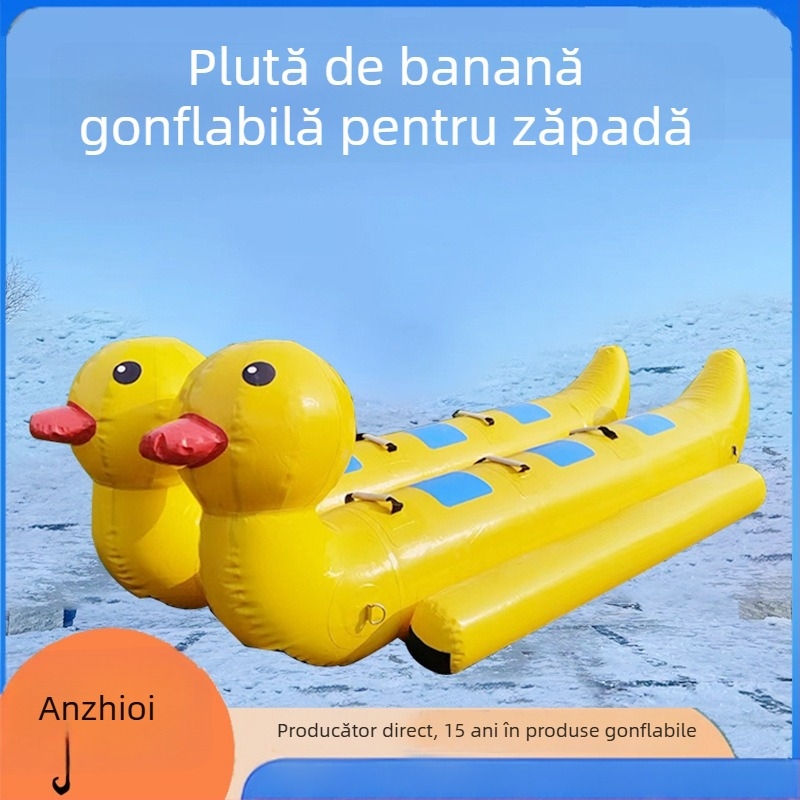 Snow Duck Banana Boat pentru zăpadă – PVC gros, barcă de schi pentru 2–5 persoane, model An zhiqi-snow, personalizare disponibilă