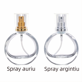 Sticluță rotundă de parfum din sticlă, turnată, finisaj ușor, personalizare disponibilă, nbyaic