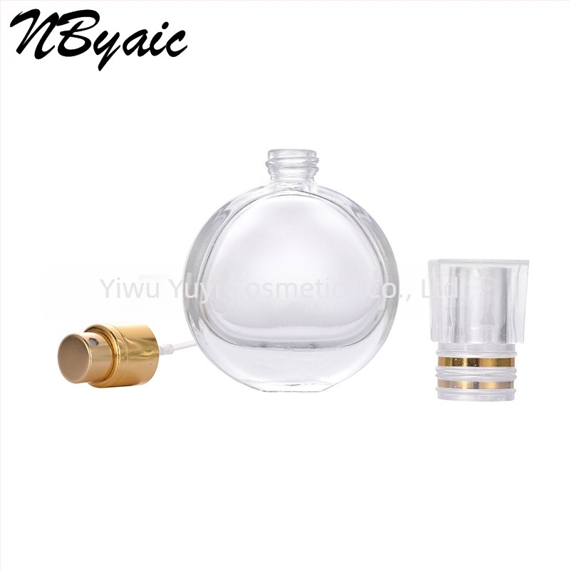 Sticluță rotundă de parfum din sticlă, turnată, finisaj ușor, personalizare disponibilă, nbyaic