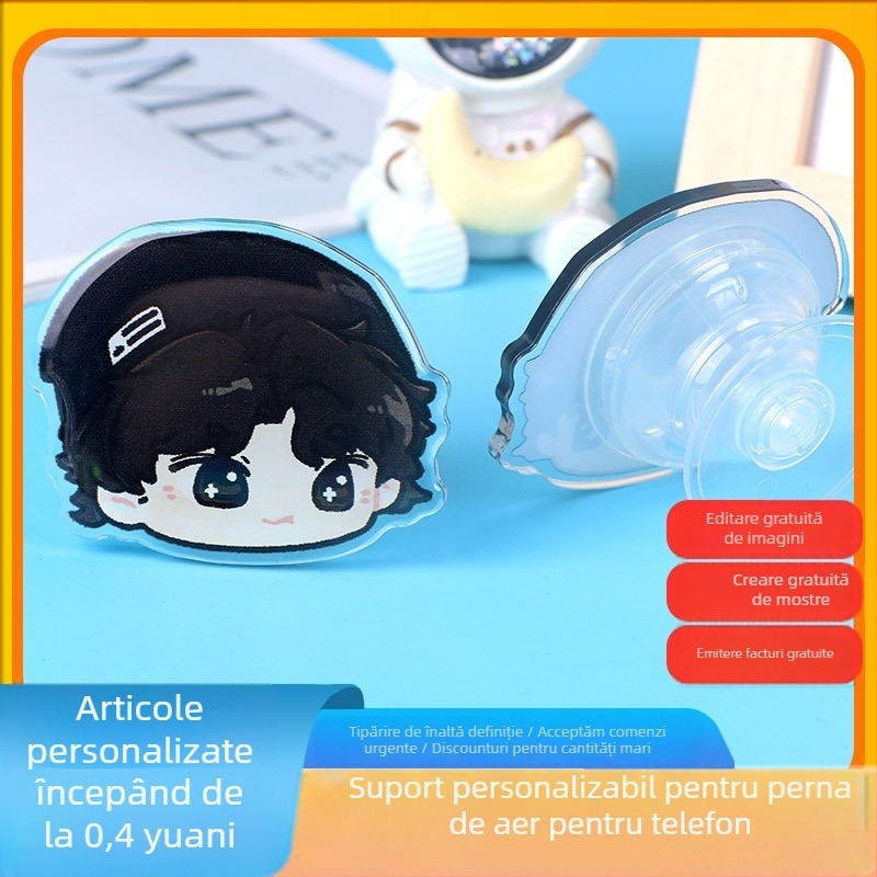 Suport acrilic pentru telefon cu airbag, telescopic, design cu personaj de desene animate, model YZY0501, compatibil universal