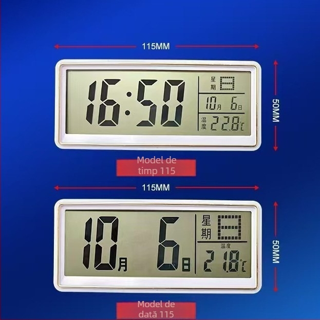 Ceas electronic cu afișaj LCD din plastic, calendar perpetuu și funcție de temperatură și alarmă
