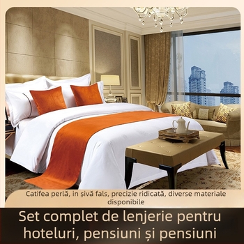 Runner de pat hotelier cu model în dungi, din poliester, stil japonez, personalizare disponibilă, imprimare logo