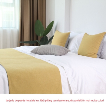 Set pentru marginea patului de hotel și husă de pernă, poliester, stil modern minimalist, imprimare logo, personalizare disponibilă