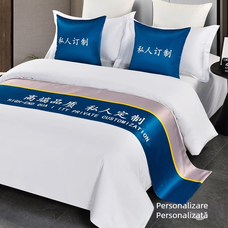 Runner de pat pentru hotel — design modern minimalist, model geometric abstract, țesătură premium, personalizabil