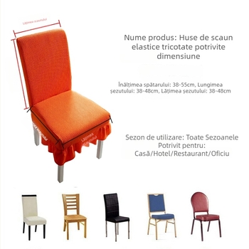 Husă pentru scaun de dining, elastică, într-o singură bucată (poliester; rezistentă la uzură; anti-zgârieturi pentru pisici; model în carouri; stil minimalist)