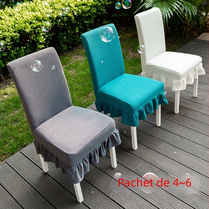 Husă pentru scaun de dining, elastică, într-o singură bucată (poliester; rezistentă la uzură; anti-zgârieturi pentru pisici; model în carouri; stil minimalist)