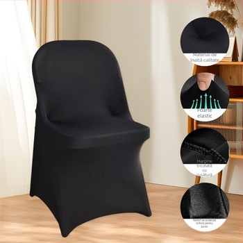 Husă elastică pentru scaun pliabil, din poliester, protecție la praf, formă pătrată, potrivire universală.
