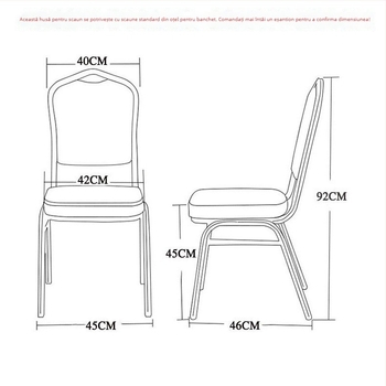Husă scaun – elastic îngroșat din țesătură Oxford; pentru scaune de hotel, banchet și nuntă; universală pentru restaurante și scaune de dining. Material: 95% poliester + 5% spandex; Categoria: Husă pentru scaun; Stil: Hotel; Cutie: 80 de bucăți/ cutie