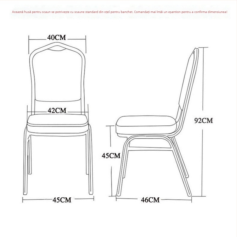 Husă scaun – elastic îngroșat din țesătură Oxford; pentru scaune de hotel, banchet și nuntă; universală pentru restaurante și scaune de dining. Material: 95% poliester + 5% spandex; Categoria: Husă pentru scaun; Stil: Hotel; Cutie: 80 de bucăți/ cutie