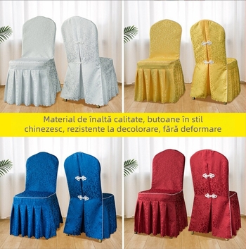 Husa de scaun jacquard din poliester-bumbac, 100% fibră poliester, stil nunți, pentru uz hotelier, model flori/iarbă/frunze