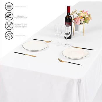 Față de masă - poliester, dreptunghiulară, impermeabilă, rezistentă la praf