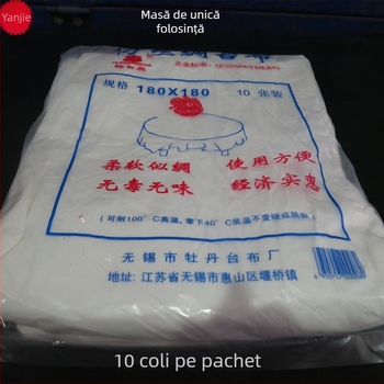 Față de masă de unică folosință, pătrată, din plastic, aspect satin imitat mătase, grosime 1, pachet de 100, pentru catering, restaurante și hoteluri