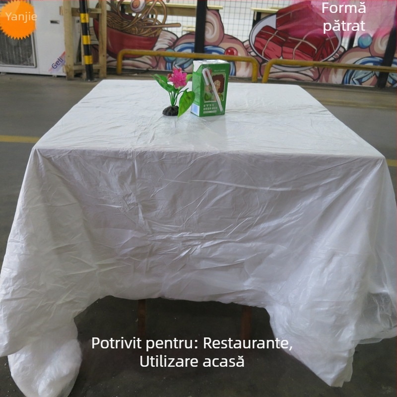 Față de masă de unică folosință, pătrată, din plastic, aspect satin imitat mătase, grosime 1, pachet de 100, pentru catering, restaurante și hoteluri