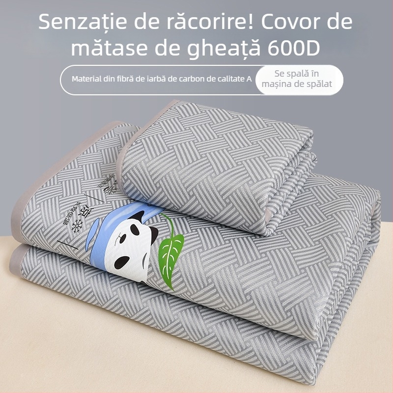 Set de 3 covorașe pentru pat — fibre de viscoză, senzație de gheață, pliabile, țesătură imprimată