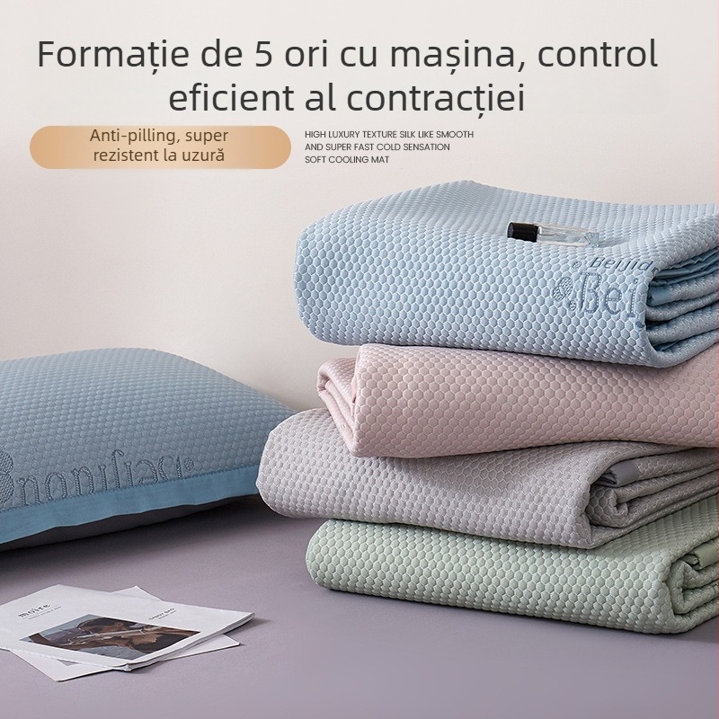 Set Ice Silk, covorașe de pat pliabile, țesătură Jacquard, stil modern minimalist, fibră chimică