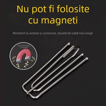 Cârlige pentru perdea din oțel inoxidabil, design cu patru dinți, clipsuri și catarame